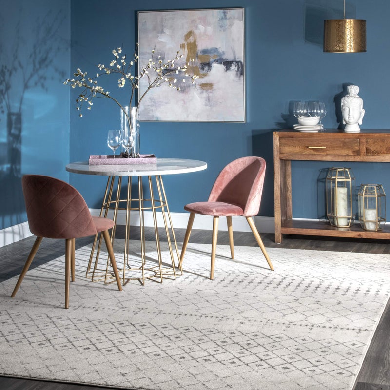 nuLOOM 6 Square Moroccan Blythe Area Rug Grey Faded Bohemian Design Stain Resistant For Bedroom Dining Room Living Room Hallway Office Kitchen Entryway