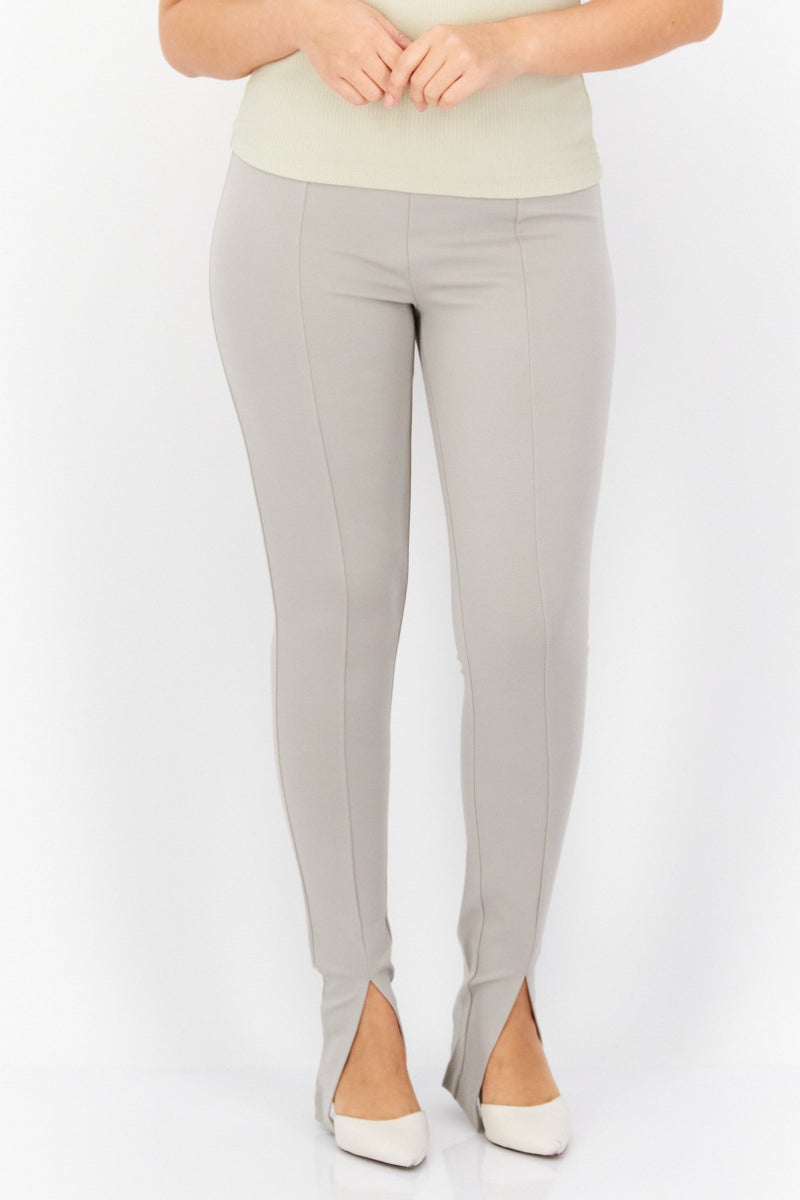 NA-KD Women Regular Fit Solid Pants, Grey - Image 1