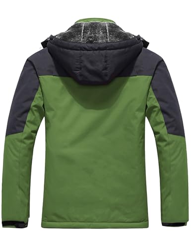 Wantdo Men's Waterproof Mountain Jacket Fleece Windproof Ski Jacket US L Grass Green L - Image 2