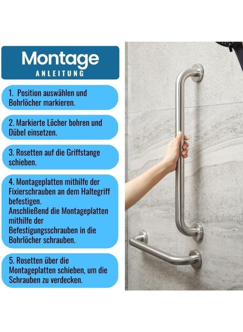 Stalea Steel stainless steel bathroom support handle with a matte finish for elderly protection - Image 3