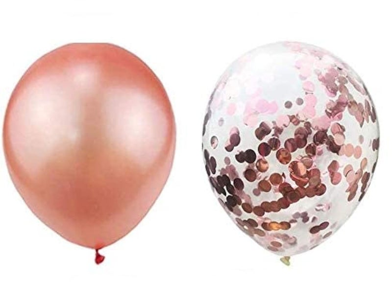 Party Time 10pcsset Rose Gold Confetti Balloon and Metallic Balloon Mixed Amazing Shining Effect for Birthday Baby Shower Wedding Party etc - Image 1