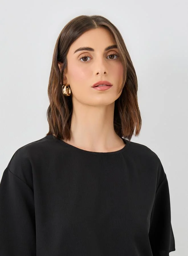 Take Two Take Two Relaxed Fit Solid Top and Midi Skirt Co-Ords