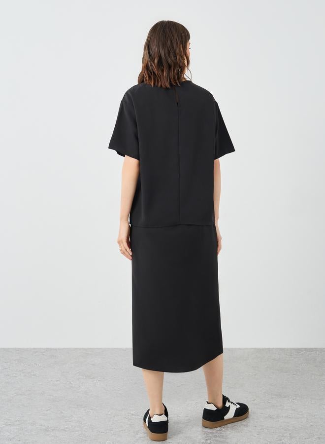 Take Two Relaxed Fit Solid Top and Midi Skirt Co-Ords - Image 4