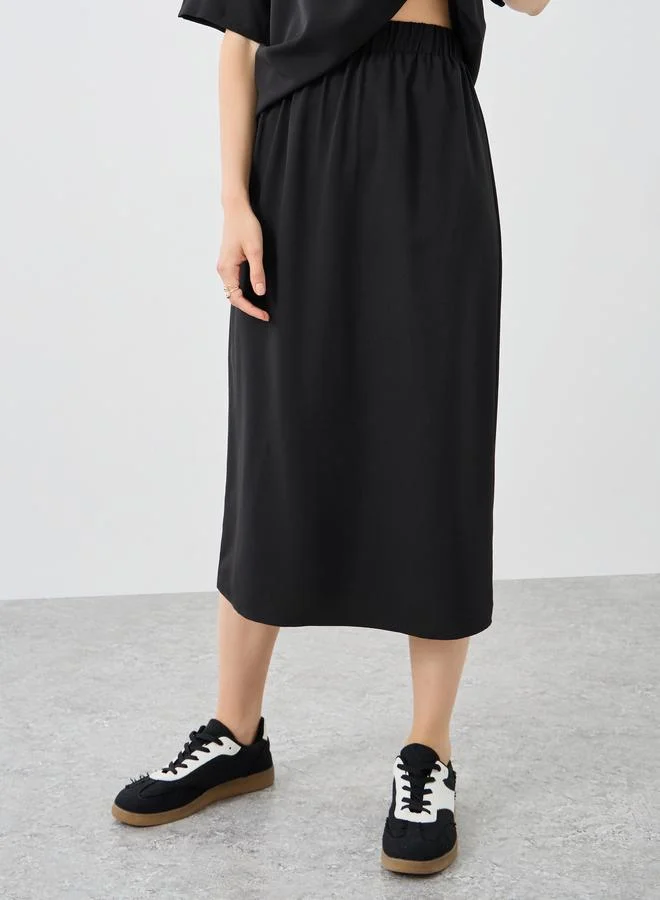 Take Two Take Two Relaxed Fit Solid Top and Midi Skirt Co-Ords