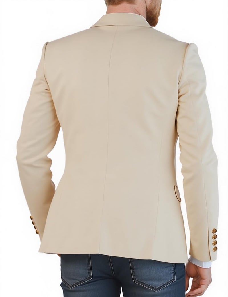 Manlytshirt Men's Embroidered Cotton Linen Blazer Vintage Western Style Tailored Fit Lightweight Jacket Casual Semi-Formal Occasions (US, Alpha, Medium, Regular, Regular, Beige) - Image 5