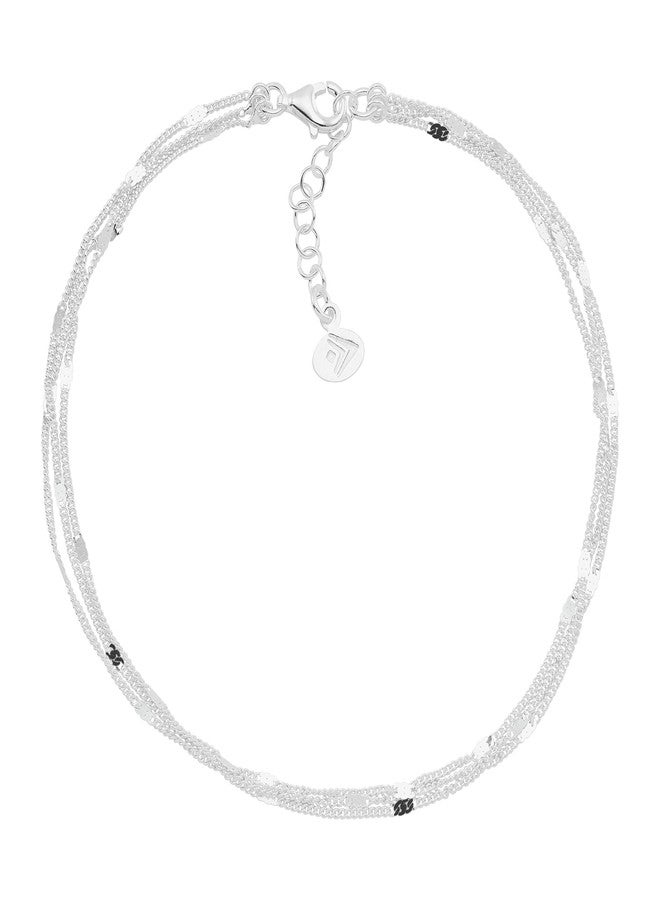 Silpada .925 Sterling Silver Anklet, Ankle Bracelet for Women, Jewelry Gift Idea, 'Triple Your Luck', 9" + 1" - Image 3