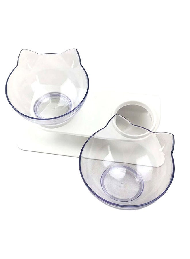 NIBEMINENT Double Pet Bowls For Dog And Puppy Cats Transparent 360grams - Image 1