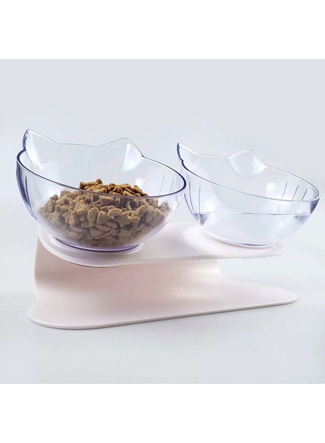 NIBEMINENT Double Pet Bowls For Dog And Puppy Cats Transparent 360grams - Image 2