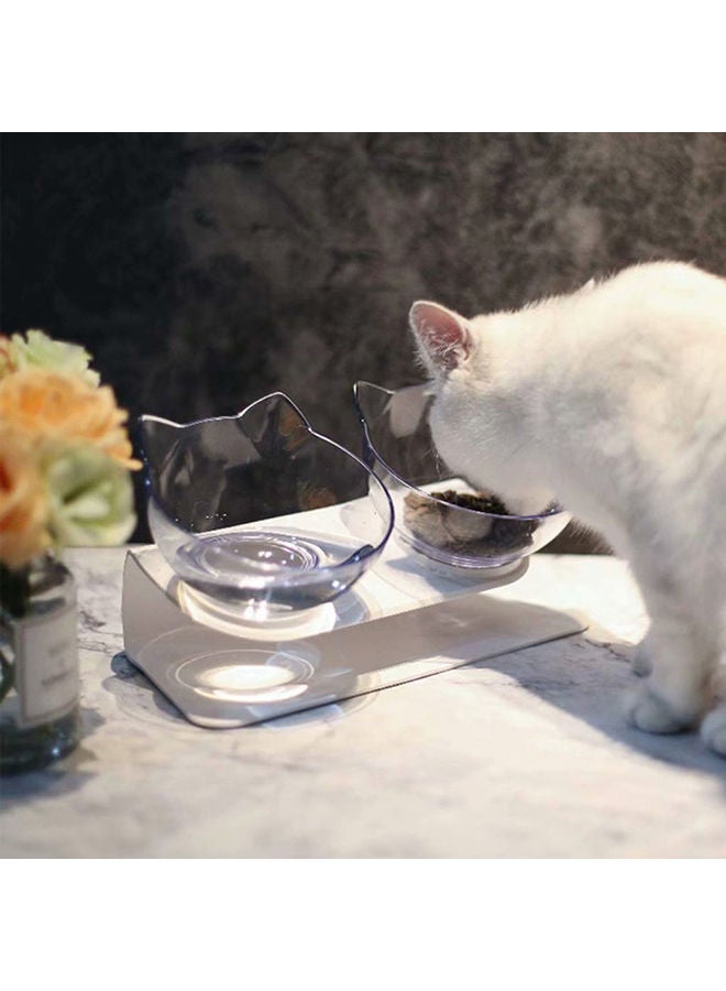 NIBEMINENT Double Pet Bowls For Dog And Puppy Cats Transparent 360grams - Image 4