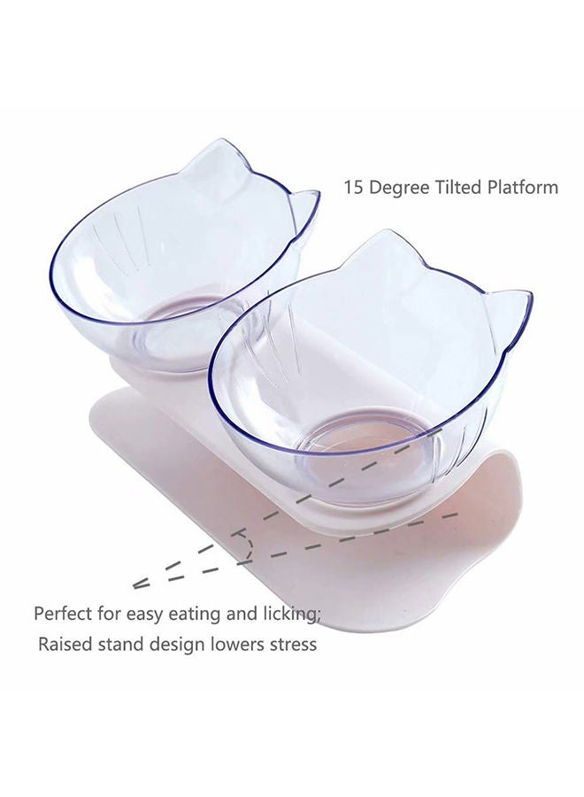 NIBEMINENT Double Pet Bowls For Dog And Puppy Cats Transparent 360grams - Image 3
