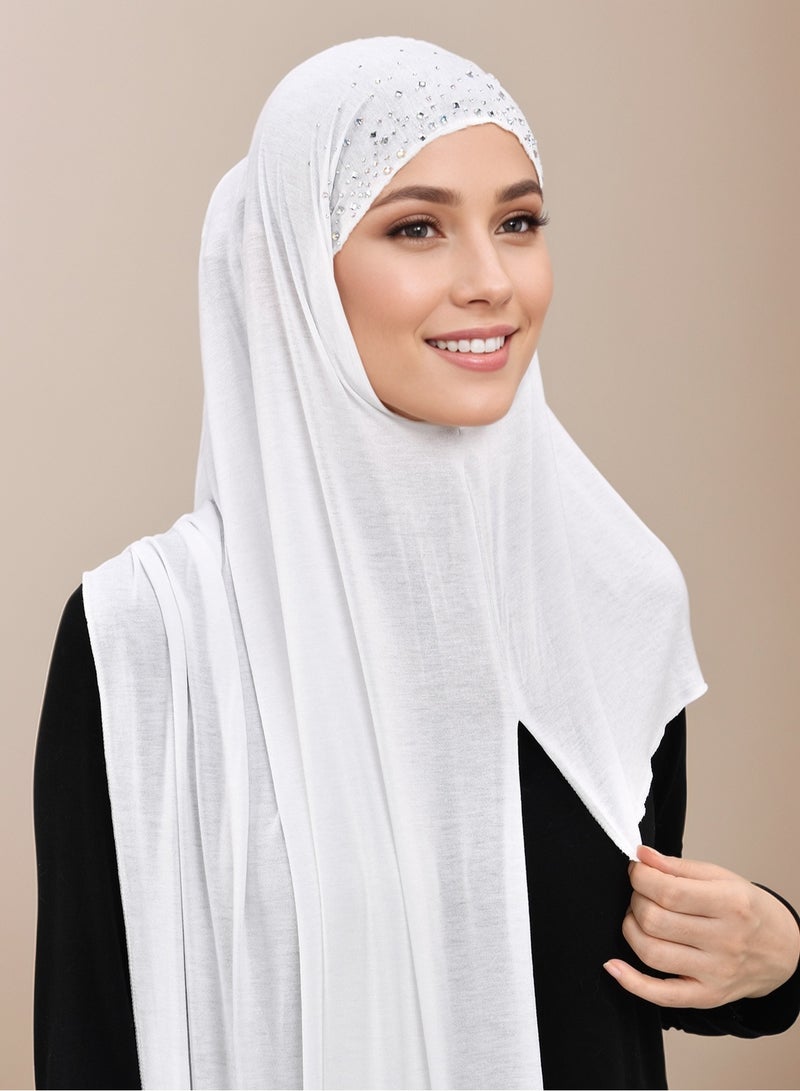 Instant Hijab for Women with Crystal Sequin Jersey Soft Full Cover Head Scarf  - Image 1