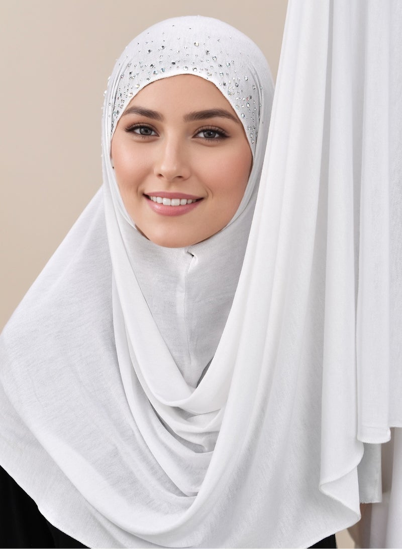 Instant Hijab for Women with Crystal Sequin Jersey Soft Full Cover Head Scarf  - Image 2