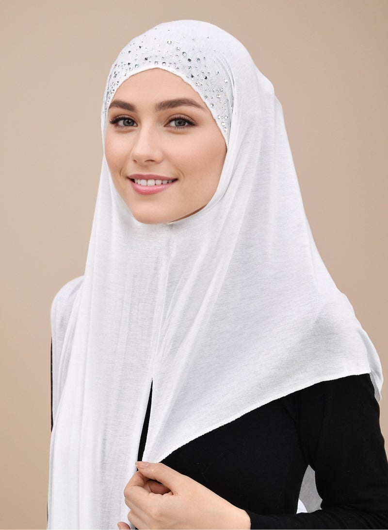 Instant Hijab for Women with Crystal Sequin Jersey Soft Full Cover Head Scarf  - Image 3