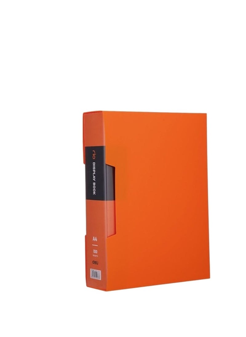 Deli 100-Pocket Rio Display Book File With Case Orange Color - Image 2