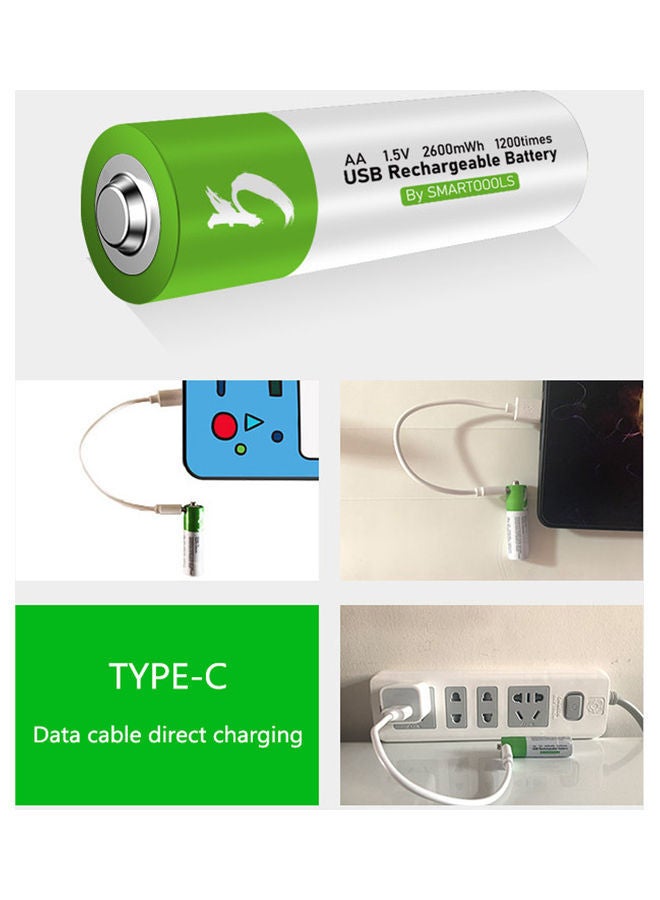 NIBEMINENT Type-C Port Rechargeable 1.5V AA Lithium Battery Multicolour 9.60 x 1.80 9.00cm - Image 4