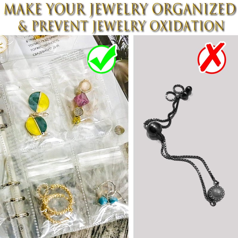 LingLingo Earring Organizer Case Travel Jewelry Organizer Transparent Jewelry Storage Book for Necklace Bracelet Ring Holder with Small Clear Zippered Pouch - Image 3