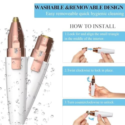 Uzox Eyebrow Trimmer for Women, 2 in 1 Rechargeable Facial Hair Remover with Replaceable Heads, Professional Painless Personal Hair Removal Eyebrow Razor with Indicator Lights (2in1 Trimmer) - Image 3