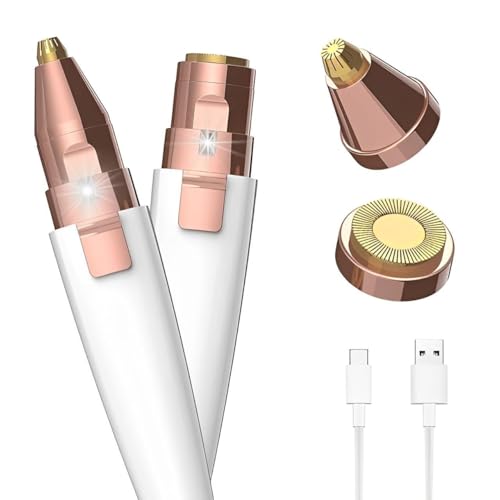 Uzox Eyebrow Trimmer for Women, 2 in 1 Rechargeable Facial Hair Remover with Replaceable Heads, Professional Painless Personal Hair Removal Eyebrow Razor with Indicator Lights (2in1 Trimmer) - Image 1