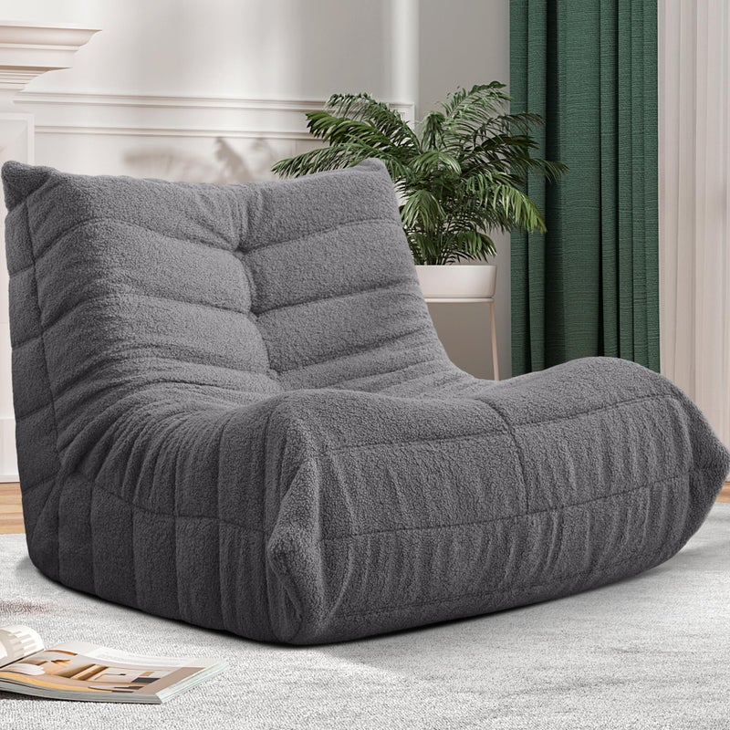 Cansunna Bean Bag Chair Big Sofa Beanbag Chair for Adults Fireside Chair Bean Bag Lounger with Memory Foam Filled for Home,Apartment or Gaming Venue (Darkgrey Teddy) - Image 1