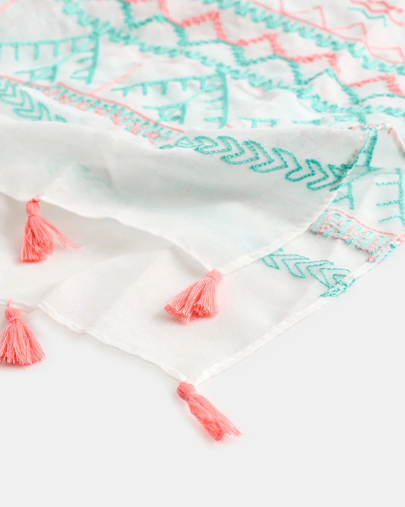 Redtag Girls White Embellished Scarf