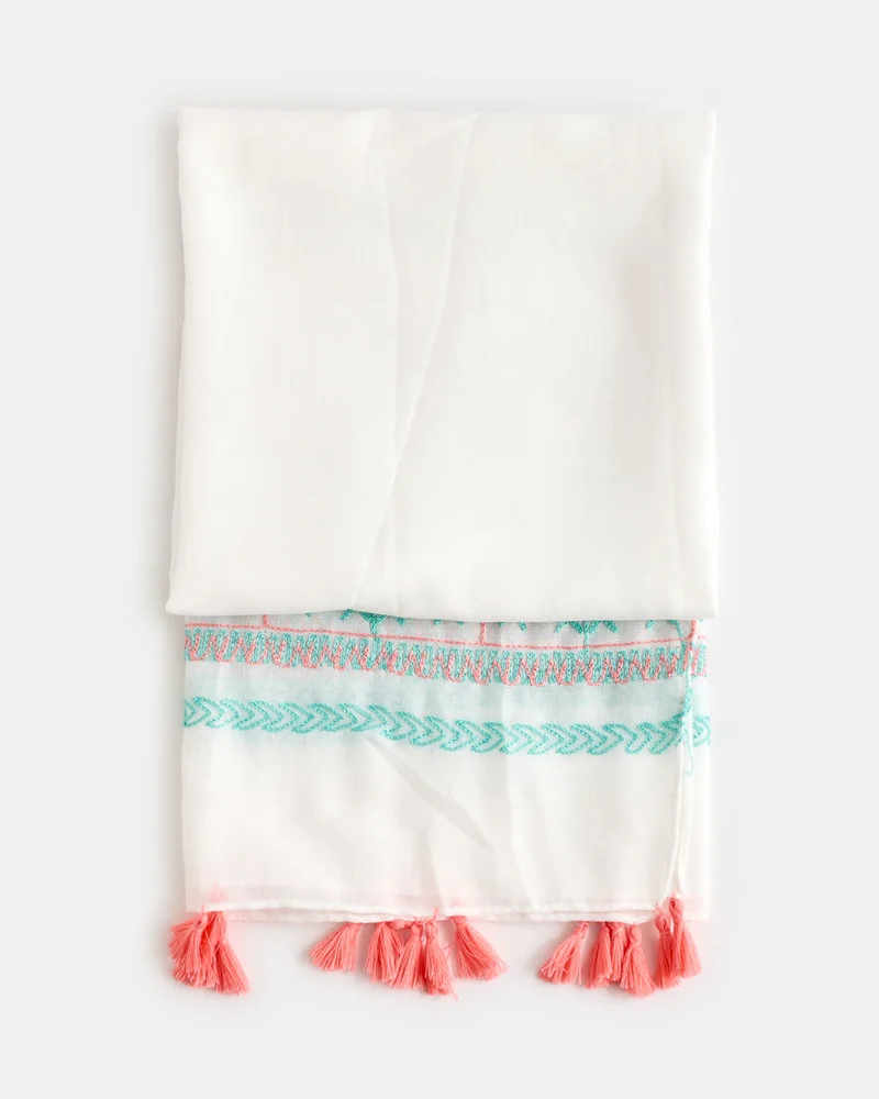 Redtag Girls White Embellished Scarf