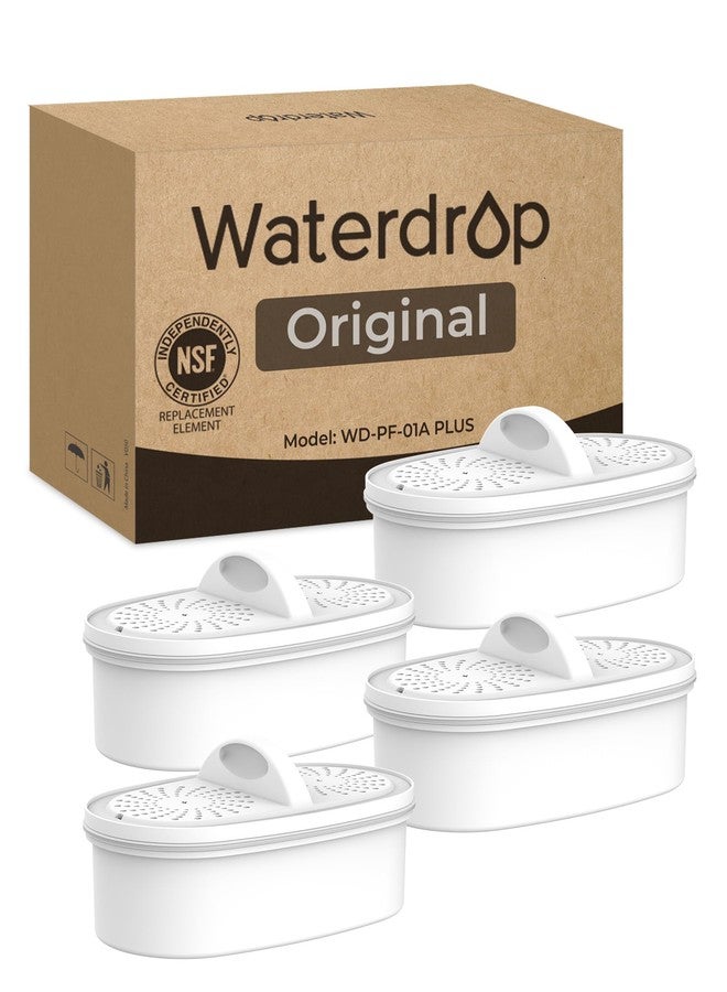 ووتر دروب [أصلي] فلاتر بديلة من Waterdrop WD-PF-01A Plus لجميع أنظمة ترشيح أباريق Waterdrop، تقلل من PFAS وPFOA/PFOS والكلور، تدوم حتى 3 أشهر أو 200 جالون (عبوة من 4 فلاتر) - Image 1