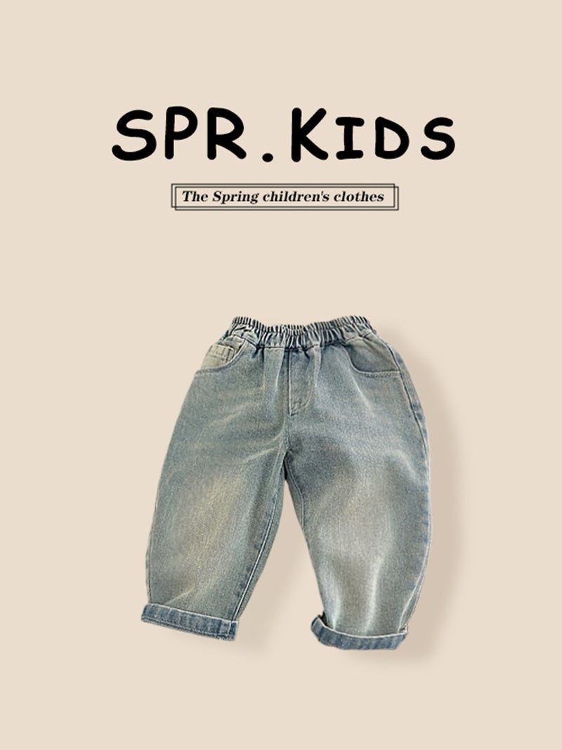 Boys' Spring Back Pocket Cartoon Print Jeans 2026 New Denim Trousers Kidsren'S Blue Jeans Kidsren'S Clothing - Image 5