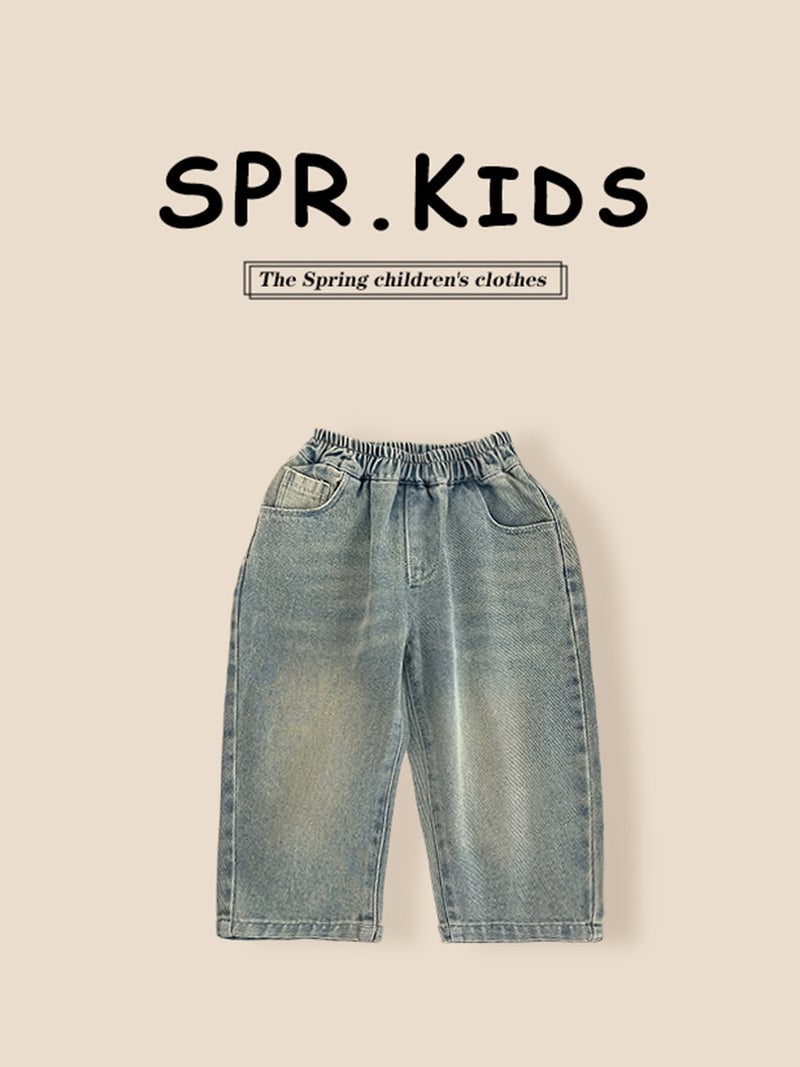 Boys' Spring Back Pocket Cartoon Print Jeans 2026 New Denim Trousers Kidsren'S Blue Jeans Kidsren'S Clothing - Image 3