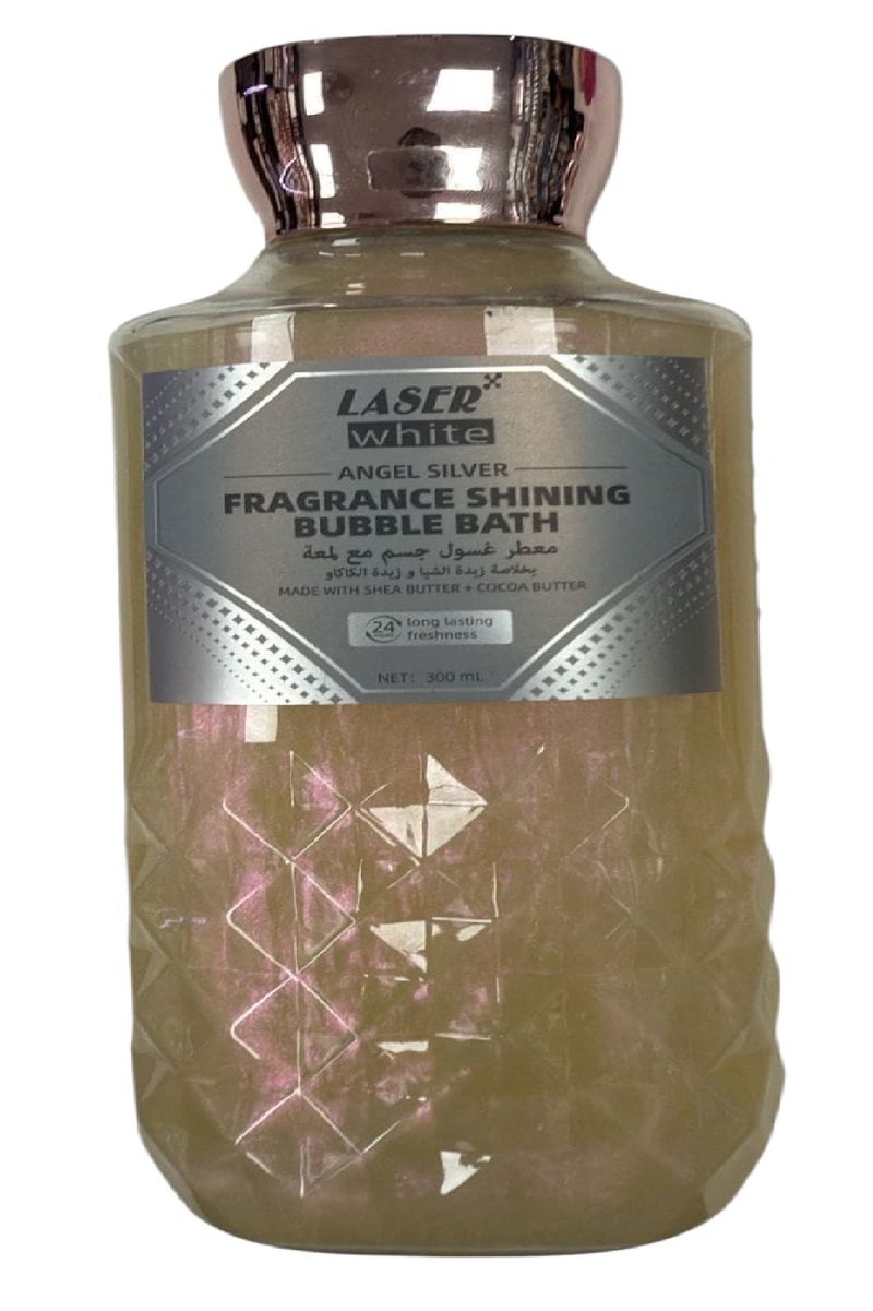 ليزر وايت معطر غسول جسم آنجل سيلفر مع لمعه بخلاصه زبدة الشيا وزبده الكاكاو ٣٠٠ مل