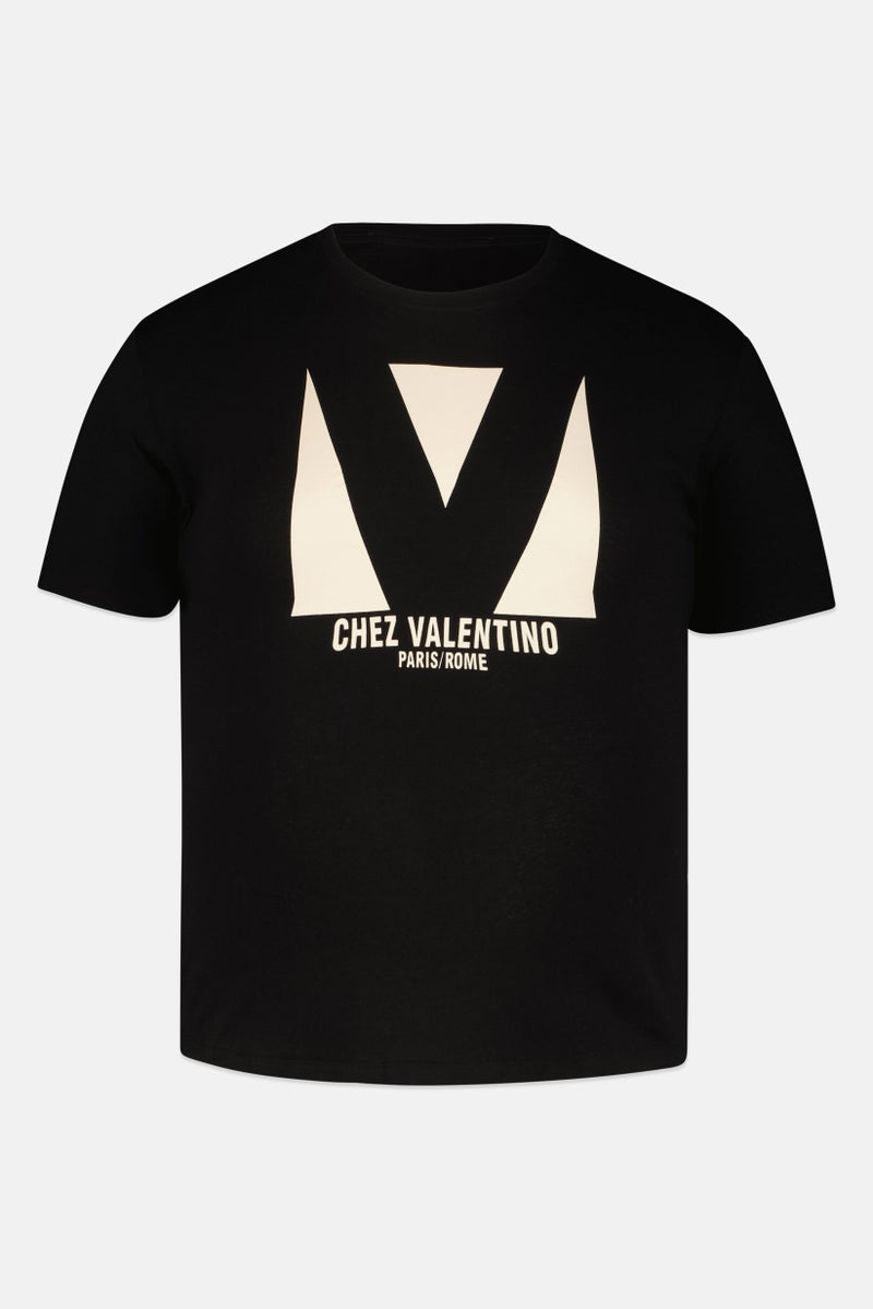 VALENTINO Men Crew Neck Short Sleeve Graphic Print T-Shirt, Black - Image 2