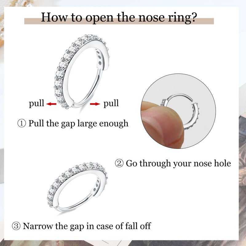 Besteel Nose Ring Studs 20G Nose Rings Hoops Stud 316L Stainless Steel Nose Rings Round CZ Heart Simulated Diamond L Shaped Nose Stud Hypoallergenic Nostril Piercing Jewelry for Women Men 10Pcsï¼ˆsteel color) - Image 4