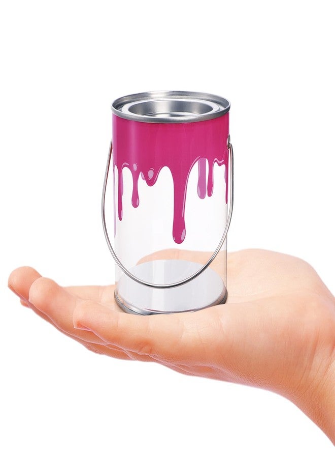 WUWEOT 16 Pack Mini Clear Paint Cans, 1/2 Pint Plastic Empty Paint Buckets, 2.8" x 3.6" Party Favors Candy Containers, Art Paint Supplies with Metal Lids for Art Parties Weddings Birthdays Picnics - Image 4