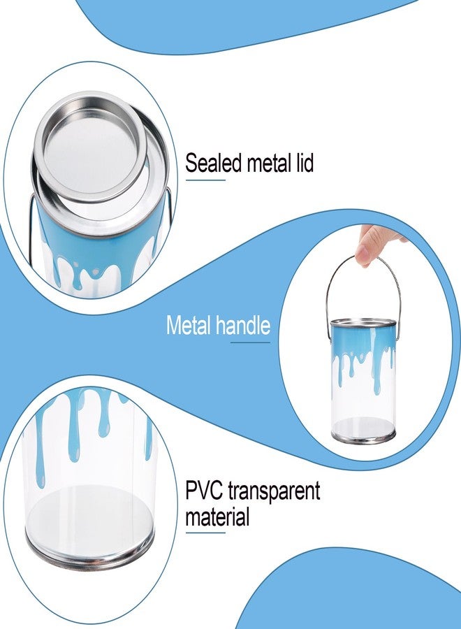 WUWEOT 16 Pack Mini Clear Paint Cans, 1/2 Pint Plastic Empty Paint Buckets, 2.8" x 3.6" Party Favors Candy Containers, Art Paint Supplies with Metal Lids for Art Parties Weddings Birthdays Picnics - Image 3