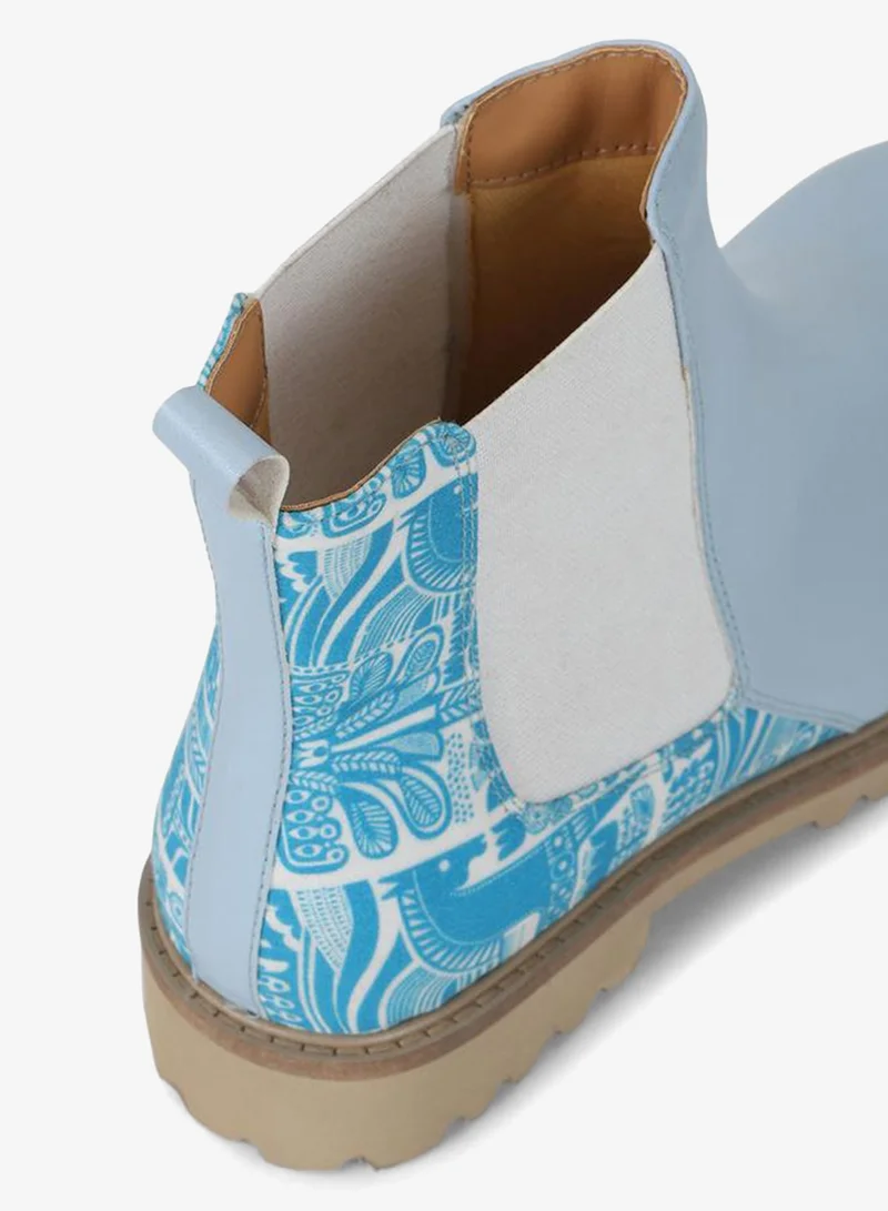 Yoho Blue Blue Comfortable Lightweight Printed Boots for Women | Best Price UAE