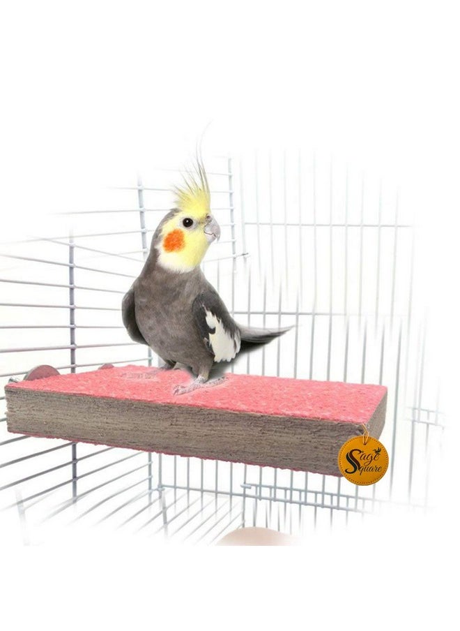 Sage Square 6 X 4.5 Bird Parrot Perch Stand Claw-Grinding Board Pet Toys (Random Colour) Household Items  - Image 1