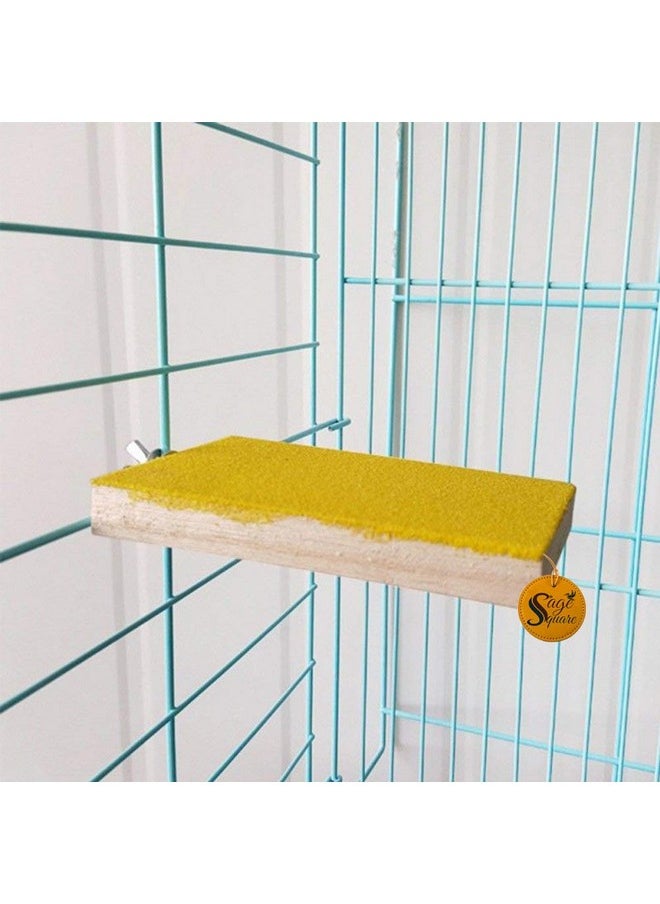 Sage Square 6 X 4.5 Bird Parrot Perch Stand Claw-Grinding Board Pet Toys (Random Colour) Household Items  - Image 3