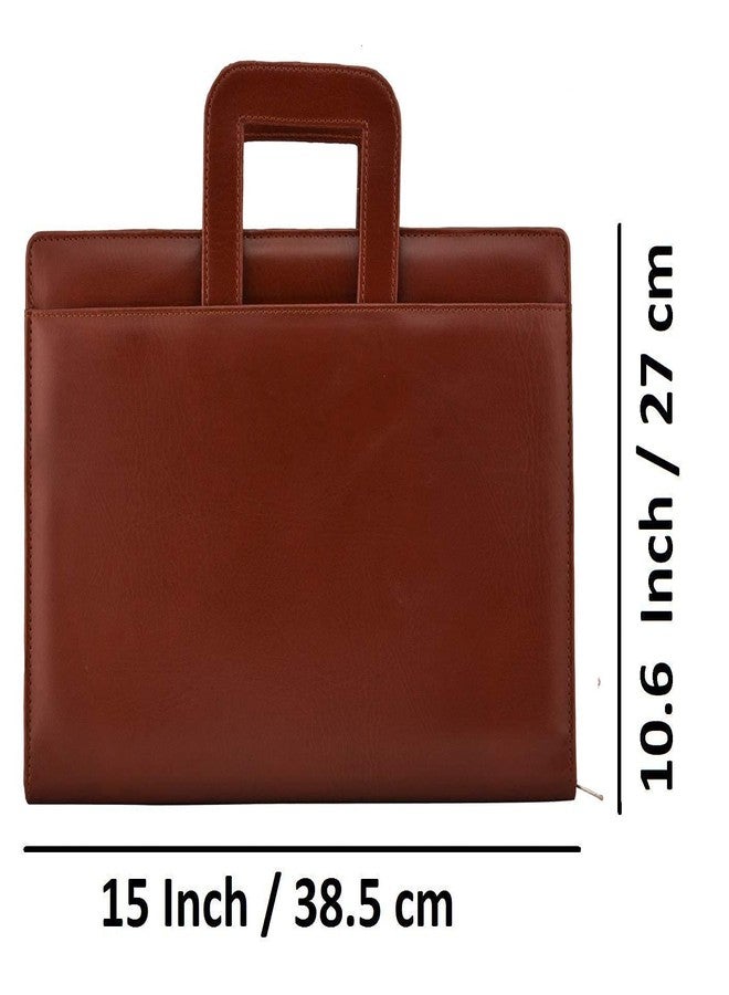 KANAbee Leatherette Material Professional File Folder for Certificates, Document Bag with Adjustable Handles - Brown (Without Leafs) - Image 3