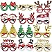 Max Fun 12 Pieces Christmas Glitter Party Glasses Frames with 12 Designs for Christmas Parties, Holiday Favors, Photo - Image 2