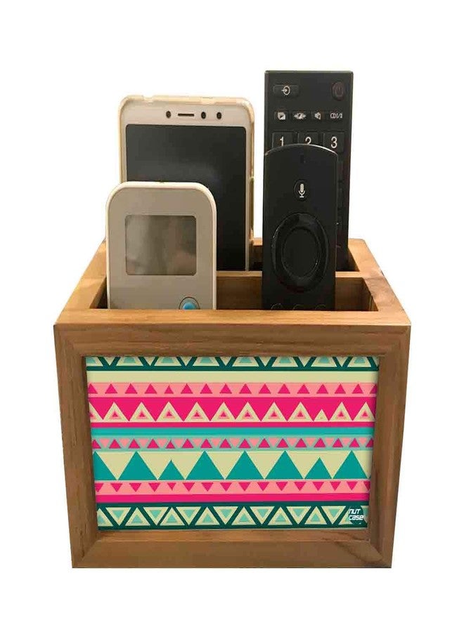 Nutcase Designer Teak Wood TV Remote Stand For Home Remote Holders Organizer Caddy for TV/AC Remotes Control -Multipurpose Desk Organiser-6�x4�x4� - PINK AZTEC - Image 2