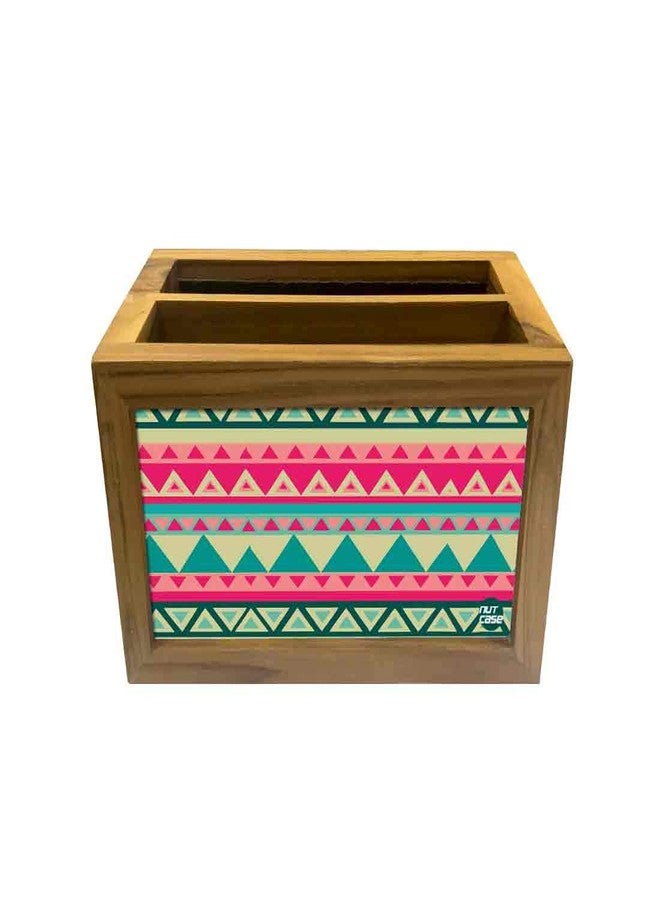 Nutcase Designer Teak Wood TV Remote Stand For Home Remote Holders Organizer Caddy for TV/AC Remotes Control -Multipurpose Desk Organiser-6�x4�x4� - PINK AZTEC - Image 4