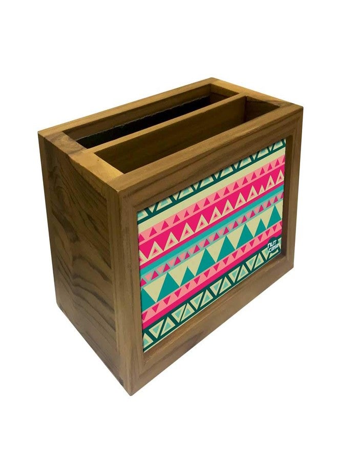 Nutcase Designer Teak Wood TV Remote Stand For Home Remote Holders Organizer Caddy for TV/AC Remotes Control -Multipurpose Desk Organiser-6�x4�x4� - PINK AZTEC - Image 3