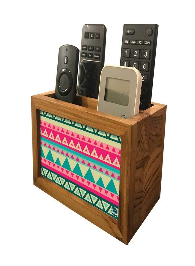 Nutcase Designer Teak Wood TV Remote Stand For Home Remote Holders Organizer Caddy for TV/AC Remotes Control -Multipurpose Desk Organiser-6�x4�x4� - PINK AZTEC - Image 5