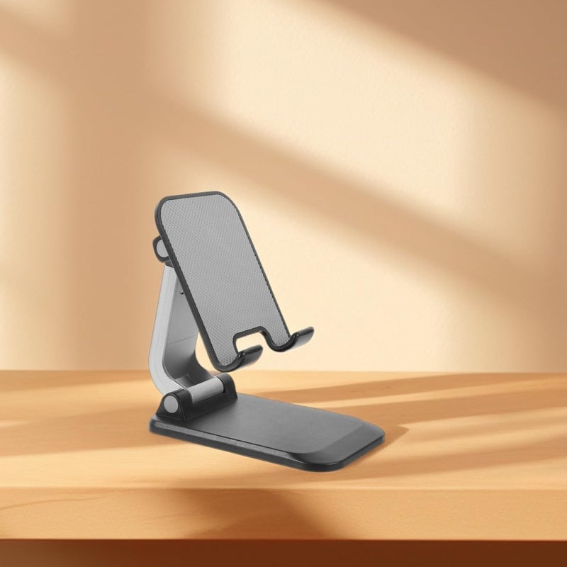 2pcs Foldable Smartphone and Tablet Stand Carbon Steel Adjustable Desk Holder for Home and Office Use Black - Image 5