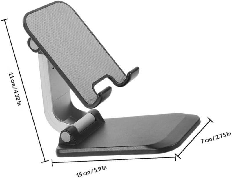 2pcs Foldable Smartphone and Tablet Stand Carbon Steel Adjustable Desk Holder for Home and Office Use Black - Image 2