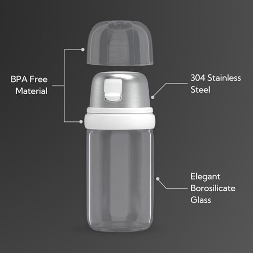 KITCHENDAO KTCHENDAO 2 in 1 Glass Salt Shaker with Side Pour Spout, Built-in Lid to Slow Down Dampness with Mearsuring Marks, Elegant Borosilicate Glass Salt Dispenser for Kitchen, BPA Free, 4oz (White) - Image 4