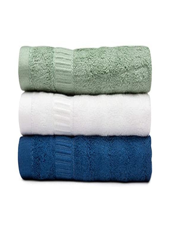 Mush Super Soft 100% Bamboo Terry Washcloth / Reusable Baby Wipes / Baby Towel for new born || 500 GSM || Absorbent, Anti-Microbial, Sensitive Skin Friendly (3, Green, White & Navy Blue) - Image 1