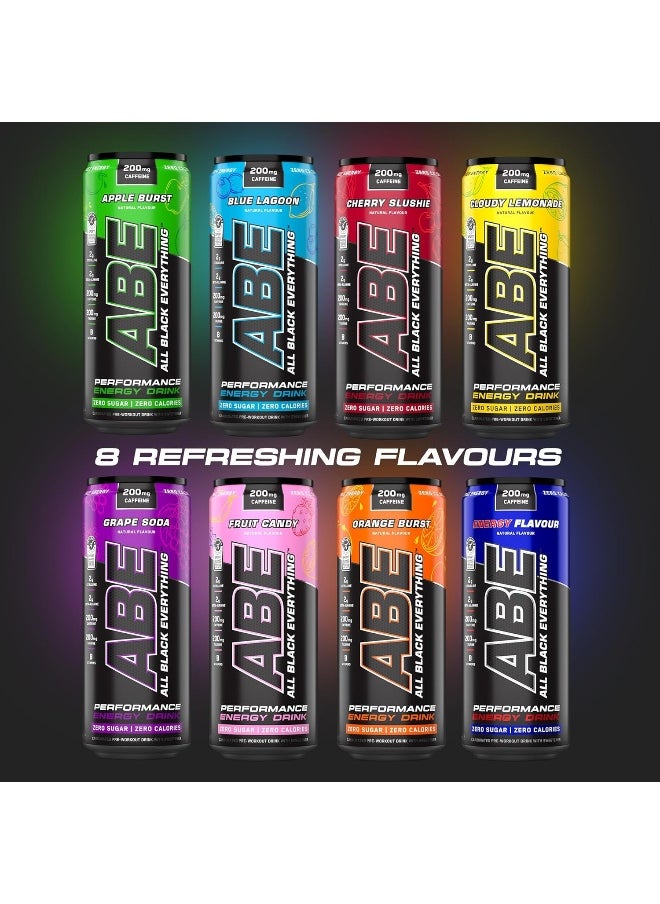 Applied Nutrition - Applied Nutrition ABE Pre Workout Cans - All Black Everything Energy + Performance Drink, ABE Carbonated Beverage Sugar Free with Caffeine (Pack of 12 Cans x 330ml) (Energy Flavor) - Image 1