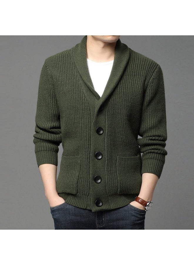 NIBEMINENT Men Button-up Sweater Autumn Winter Knitted Coat Thick Warm Casual Solid Streetwear Men‘s Fashion jacket Coat - Image 1