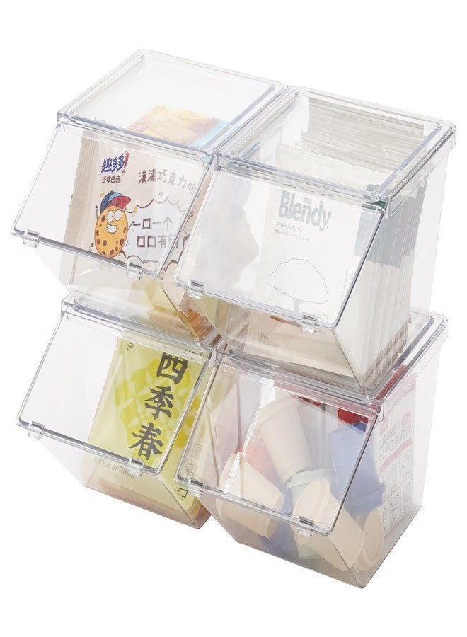 LLGWGL Tea Bag Organizer Coffee Pod Holder K Cup Holder, Stackable Acrylic Desk Organizer Box with Lid, 4 Pack - Image 1