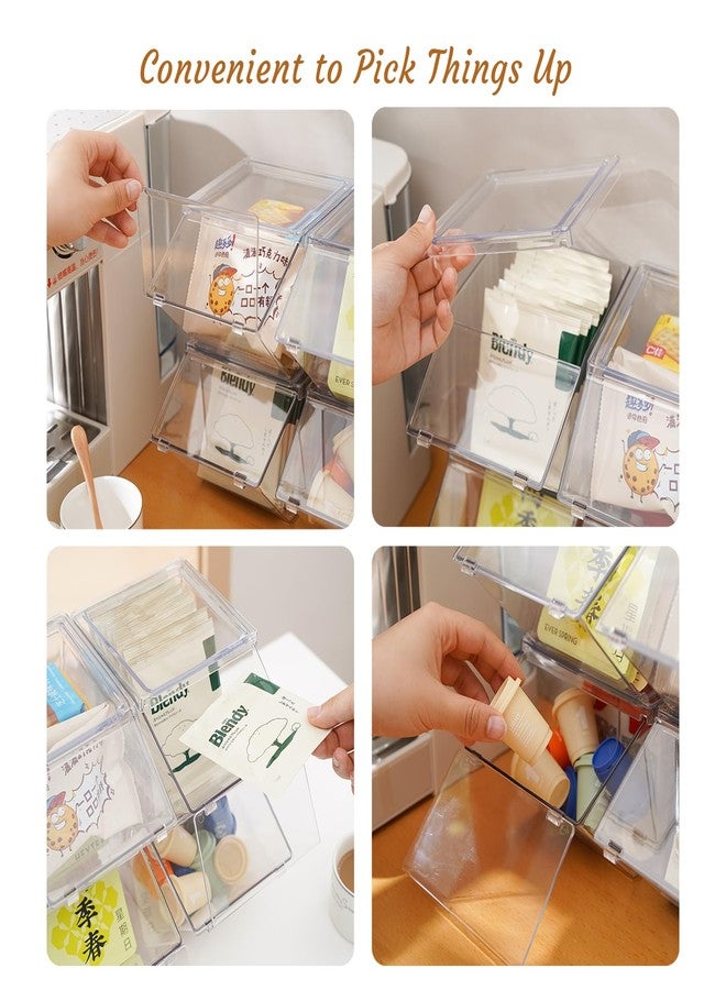 LLGWGL Tea Bag Organizer Coffee Pod Holder K Cup Holder, Stackable Acrylic Desk Organizer Box with Lid, 4 Pack - Image 5